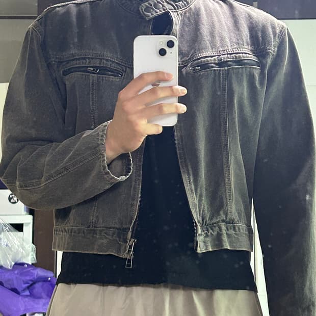 크롭 청자켓