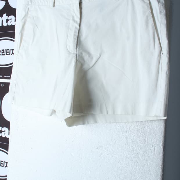 W(L-XL) 띠어리 반바지 팬츠 화이트 면 놈코어-P10567