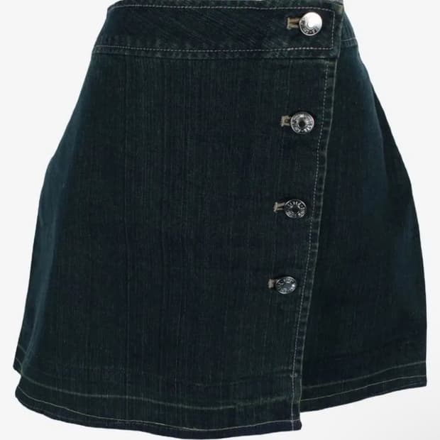 데님 버튼 미니스커트