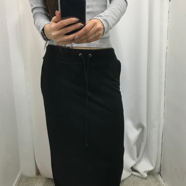 히스테릭글래머 블랙 롱 스커트