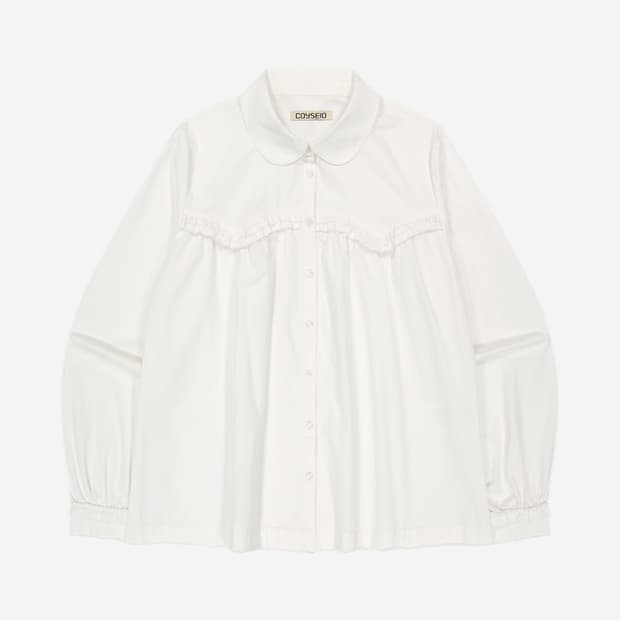 COYSEIO Rough Cut Frill Shirt Ivory