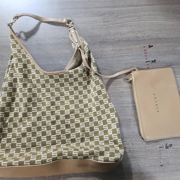 시슬리  패턴 숄더 호보백 브라운