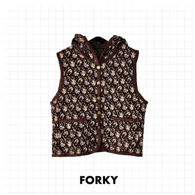 flower corduroy hood vest