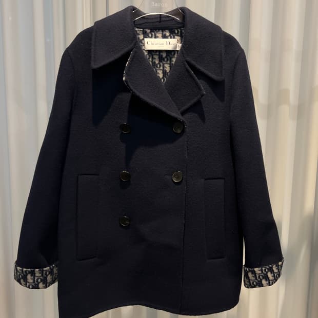 (36) 디올 오블리크 케이프 이펙트 네이비 블루 피코트 여성