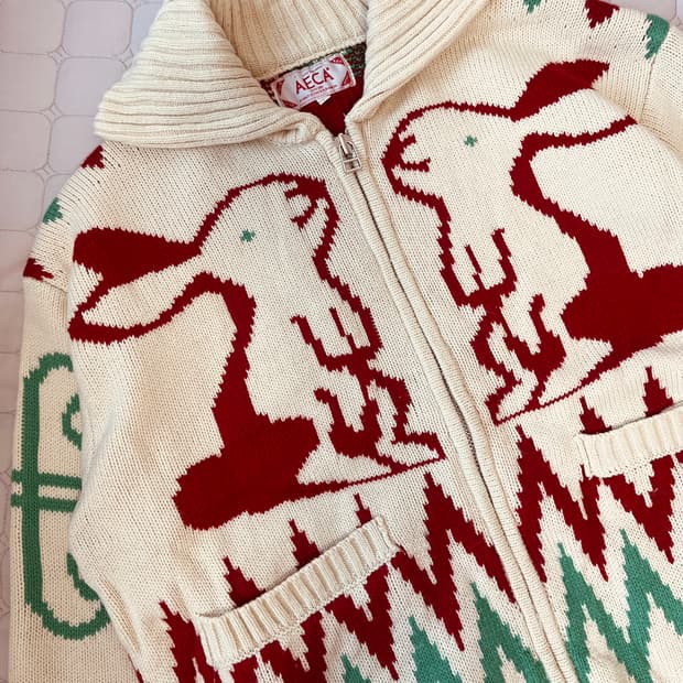 에이카화이트 코위찬 집업 니트 아이보리 L