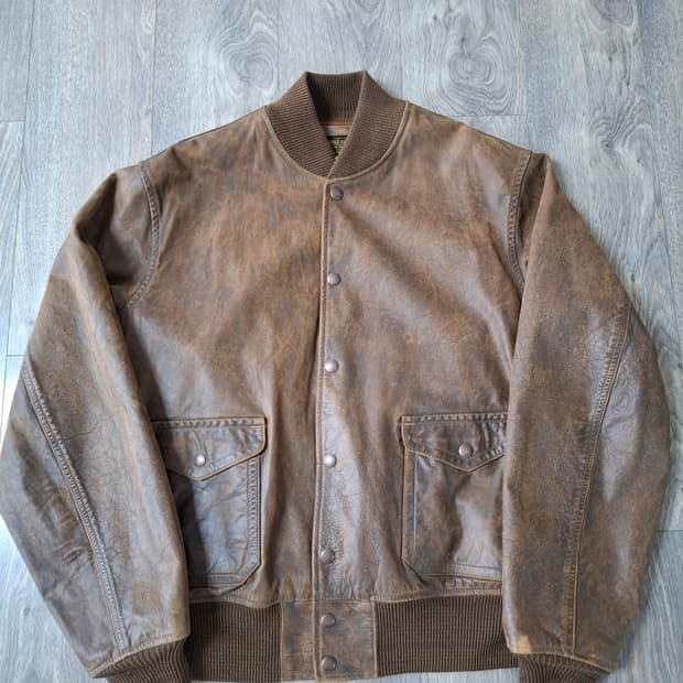 M 23fw 더블알엘 A-1 인디고 레더 보머 자켓