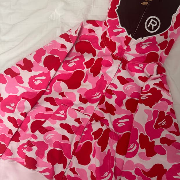 베이프 ABC 카모 세컨드 에이프 풀집 후드 집업 핑크