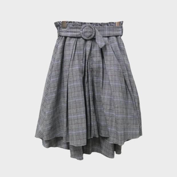 칩 클립 체크 언발 밴딩 스커트 62443