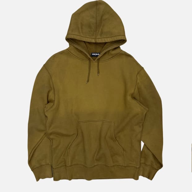 vintage uniqlo fade khaki hood t