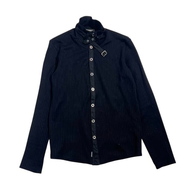 Tornado mart 핀 스트라이프 벨티드 셔츠