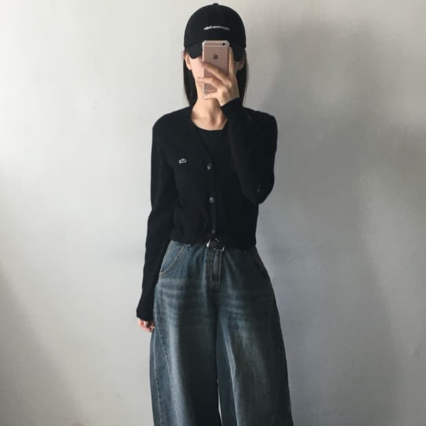 라코스테 크롭 가디건