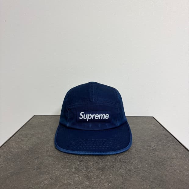 (OS) 슈프림 박스로고 캠프캡 모자 워시드 인디고 네이비