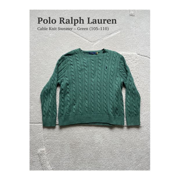 폴로 랄프로렌 케이블 니트 스웨터 그린 (105-110)