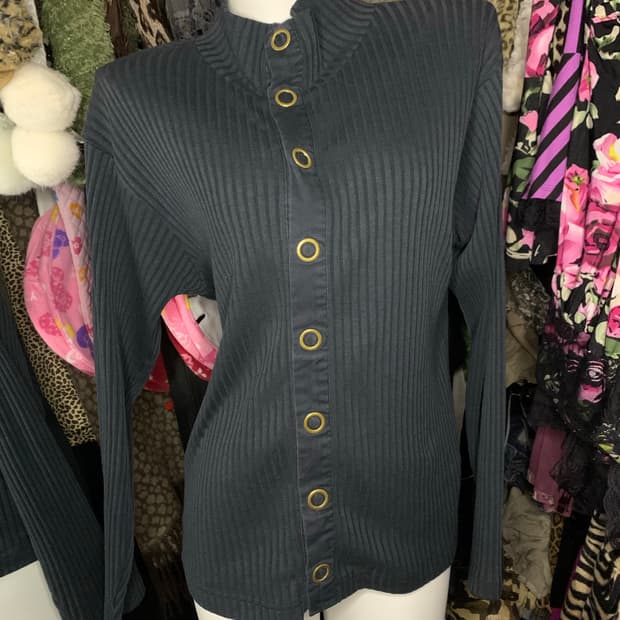 y2k 펑크 그런지 네이비 버튼니트