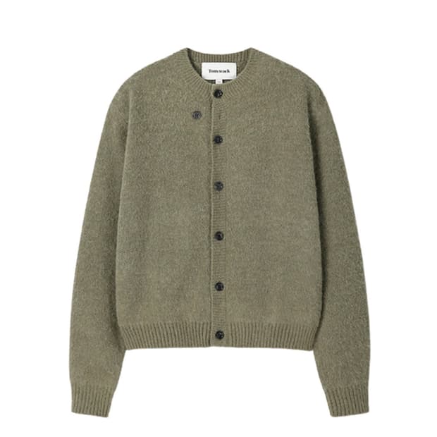 [L] 토니웩 알파카 모헤어 크루넥 가디건 헤지 그린