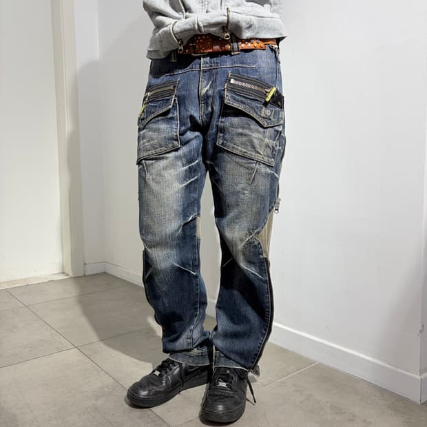 PPFM 아카이브 워싱 지퍼 데님팬츠