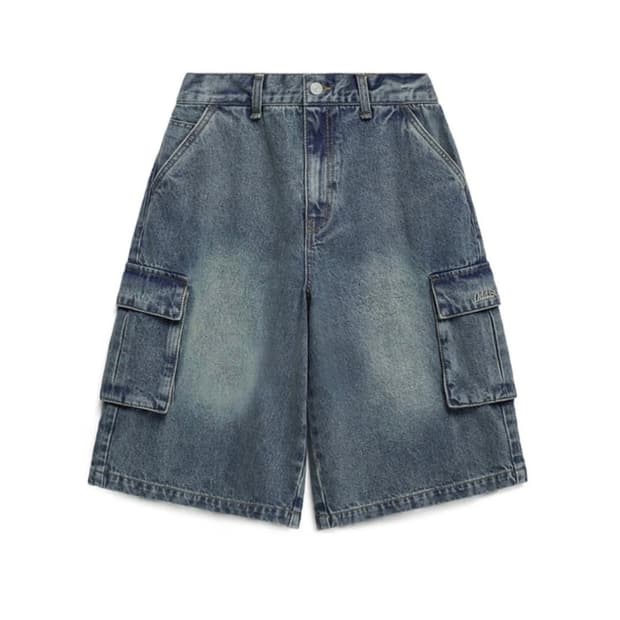 odd studio 샌드 워싱 카고 데님 하프 팬츠