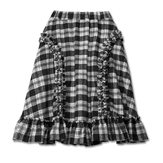 생긴스튜디오 wool check skirt