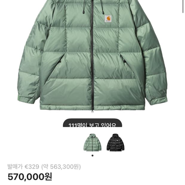 칼하트 WIP 아스펜 자켓 알파 그린 s사이즈