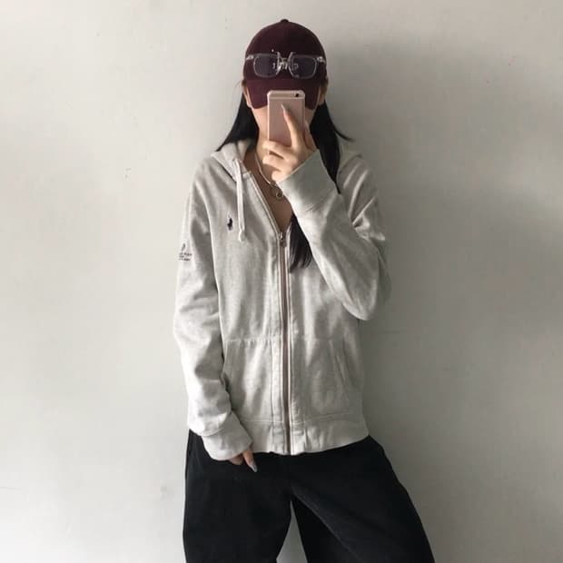 폴로 미니 자수 후드집업