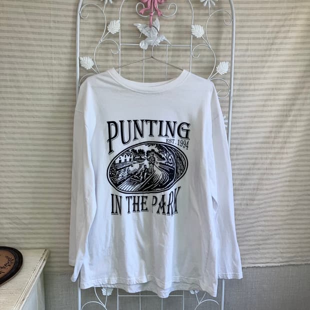 빈티지  레터링 화이트 긴팔 y2k 스트릿 갸루 펑키 458 