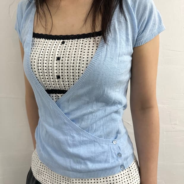 Uniqlo blue wrap knit top