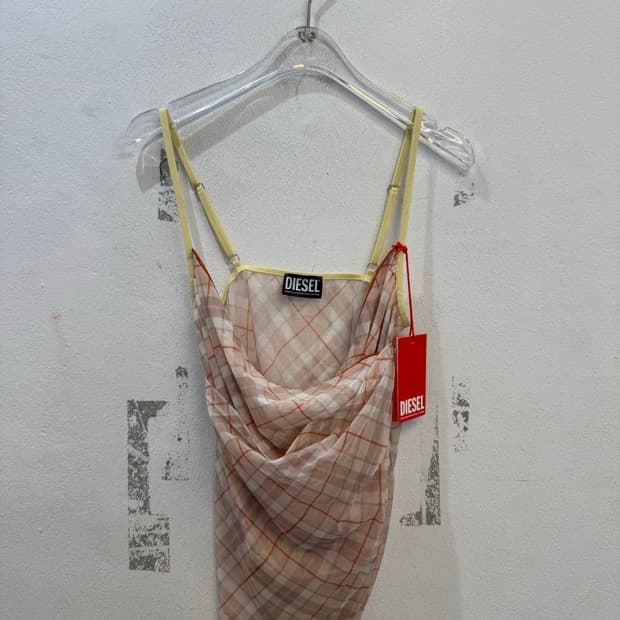 DIESEL Pink Beige Check Camisole Dress T