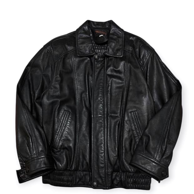 빈티지 블랙 양가죽 봄버 블루종 자켓