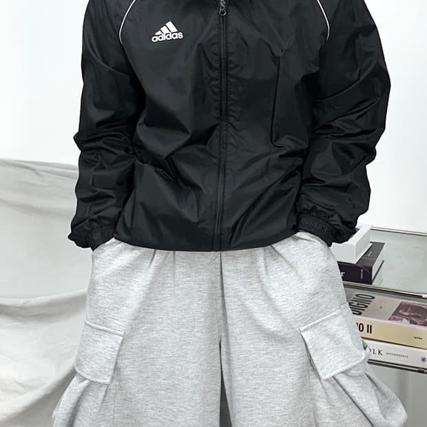 아디다스 코어 레인 블랙 바람막이 2XL