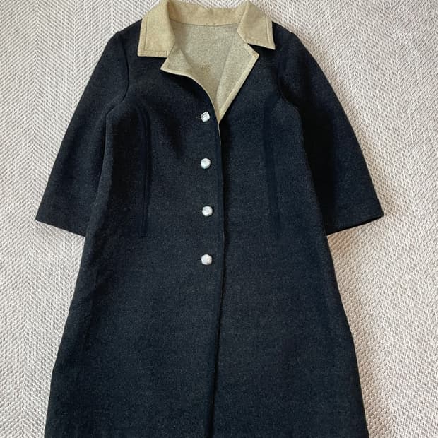 빈티지 핸드 플로럴 울 코트 