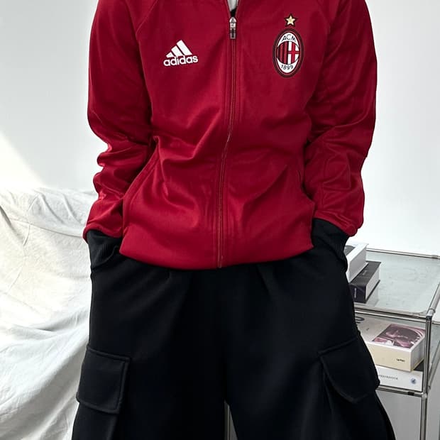 아디다스 AC 밀란 레드 트랙탑 져지 M