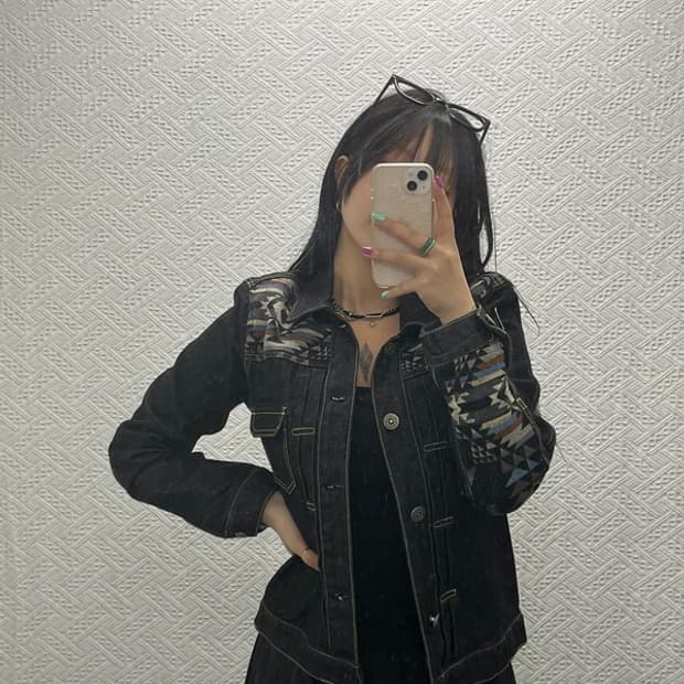 빈티지 올드스쿨 에스닉 트러커 데님 청자켓 M C06664