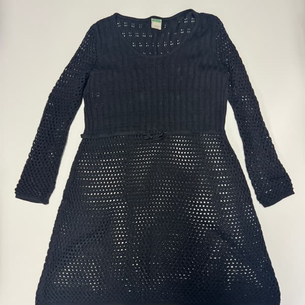 여성 베네통 이태리 메이드 와플 시스루 원피스 55