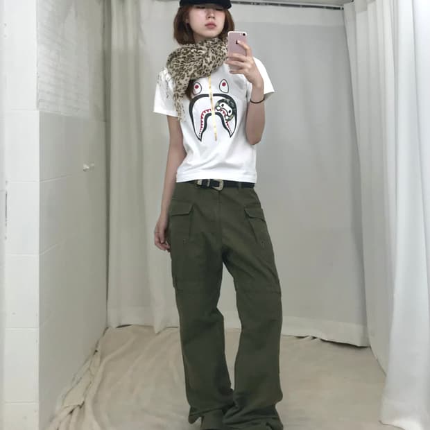 🐆 베이프 샤크 마일로 카키 시크 스트릿 코디 세트