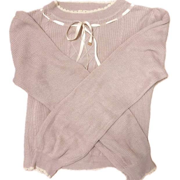 라떼 히메 갸루 로걀 일본 엑시즈팜 아일렛 리본 니트