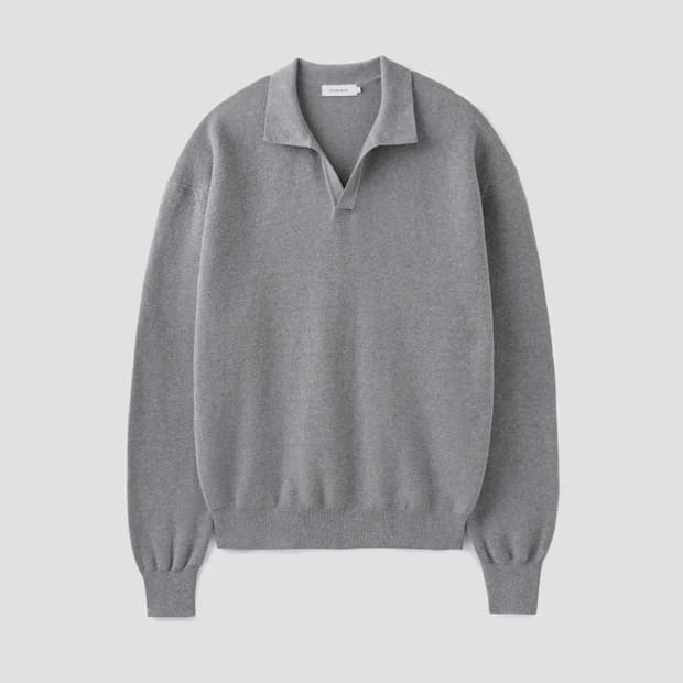 (XL) 유니온블루 HARD TWIST POLO KNIT 멜란지그레이