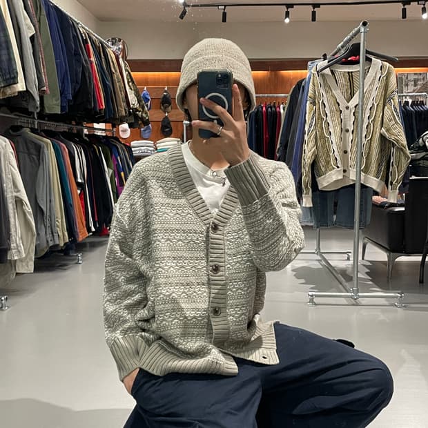 빈티지 V넥 가디건  