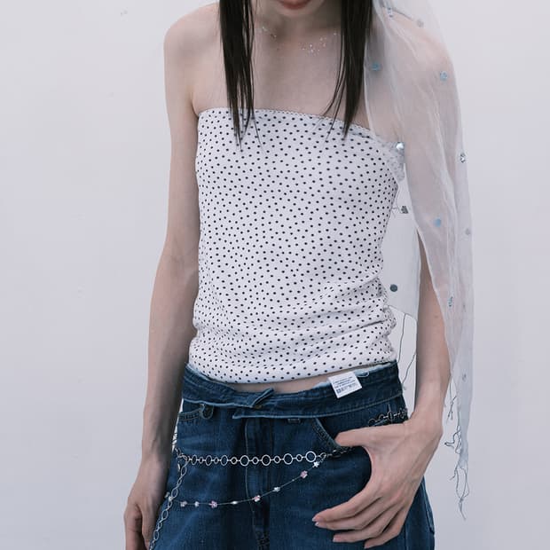 muwm Reversible Glitter Tube Top (White)
