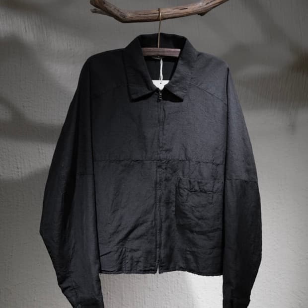 Ancellem 안셀름 울 린넨 숏 셔츠 자켓 - Black Size 2