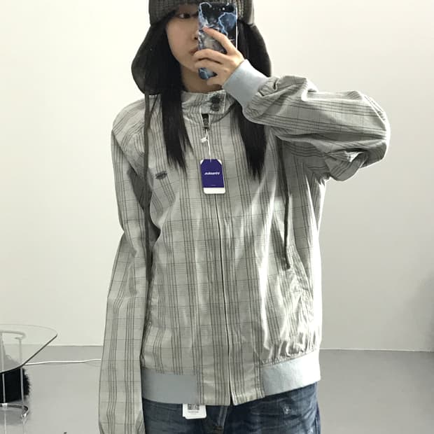 타미힐피거 체크 라이트 집업 재킷