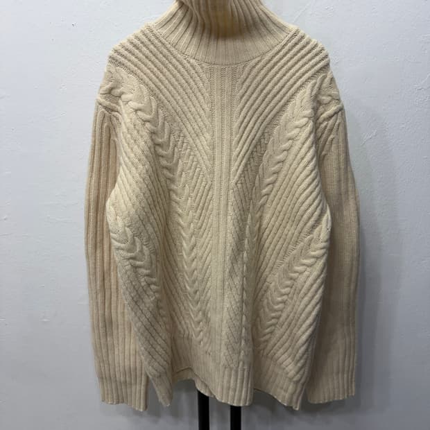 정품) 시스템옴므 터틀넥 케이블 니트 100