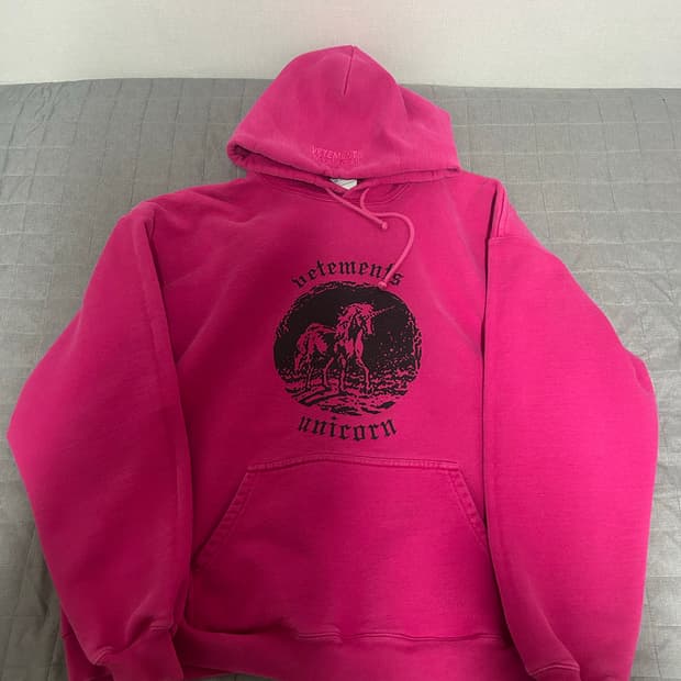 [M] 베트멍 더블 유니콘 후드 티셔츠 핑크