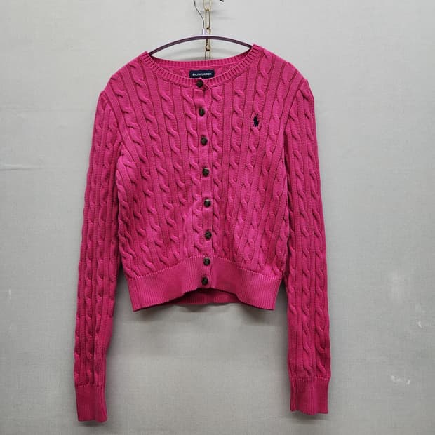 폴로랄프로렌 로고 크롭 케이블 니트 가디건  S