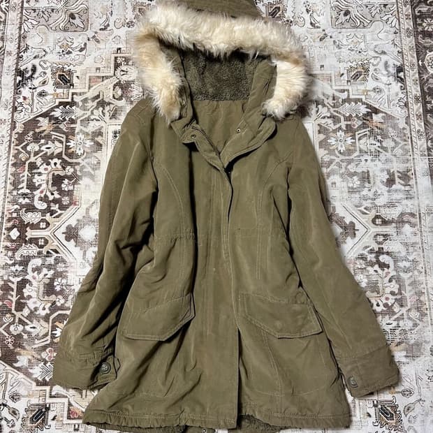 빈티지 퍼 후드 야상 밀리터리 피쉬테일 개파카