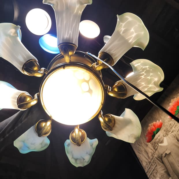 엔틱 상들리에 9구 오팔린