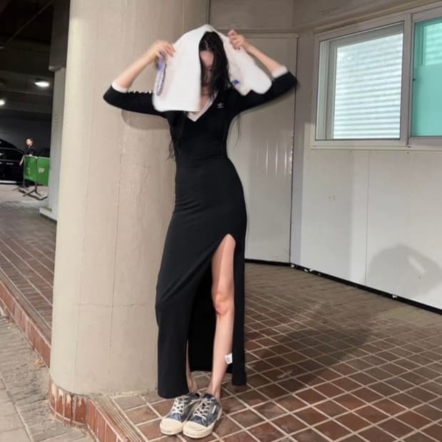 선미착용 아디다스 맥시 원피스