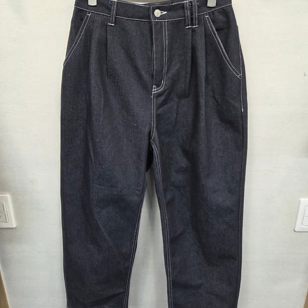 데케트 투턱 와이드 진청 데님팬츠 28