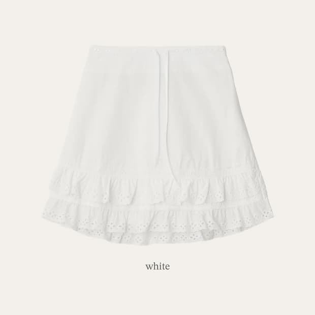ZAENIO 레이스 펀칭 스커트 (화이트/블랙)