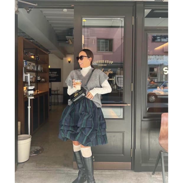 로지몬스터 체크 벌룬스커트