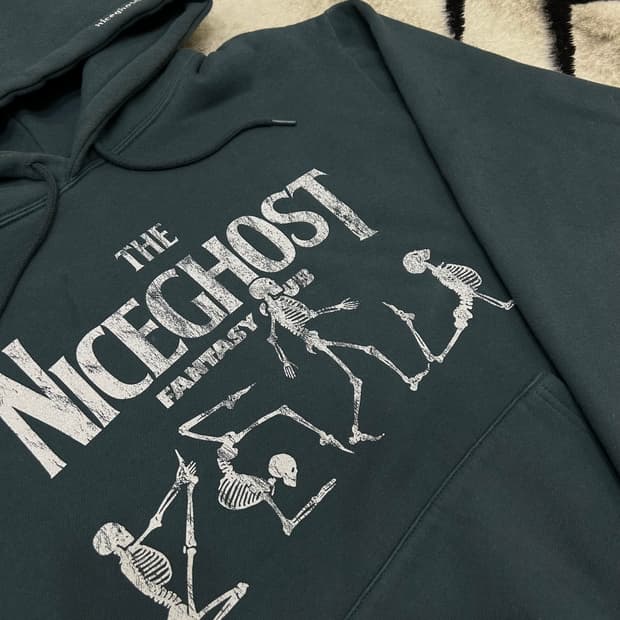 [M]나이키고스트클럽 오버핏 스켈레톤 후드/그린/기모